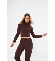 Lesa Wear Fitilli Soft Touch Balıkçı Yaka Bluz Kahverengi