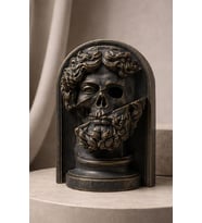 Antik Renklerde Zeus Anatomisi Sürreal Mitolojik Büst Dekoratif Taş Döküm Heykel 25 CM