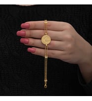 925 Ayar Gümüş Gold Kaplama Tuğralı Kadın Bileklik