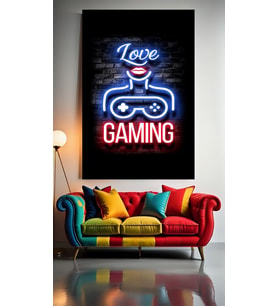 OYUNCU ODASI İÇİN NEON TONLARDA TABLO 3 Ev Duvar Salon Güzellik Salonu Ofis Dükkan Dekarasyon Kanvas Tablo (Çok Renkli)