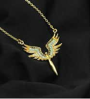 Gold Tasarım Renkli Zirkon Taşlı Mikail Melek Kolye