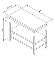 Çalışma Tezgahı Ara Raflı Sırtsız Dem 190x70 Cm