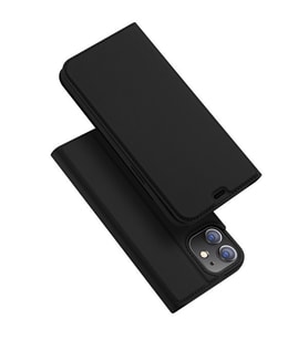 DUX DUCİS iPhone 12 Mini Kılıf Mıkantıslı Kapaklı Flip Cover Kılıf Skin X Series Flip Case (Siyah)