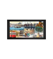Tuğra ve Kız Kulesi Motifli Kanvas Tablo 50 x 70 cm Siyah Çerçeve