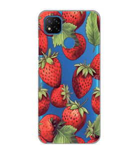 Redmi 9C / Redmi 10A Uyumlu Çilek Desenli Şeffaf Telefon Kılıfı