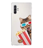 PrintiFy Samsung Galaxy Note 10 Plus ile Uyumlu Kedi 1 Kamera Korumalı Şeffaf Kılıf