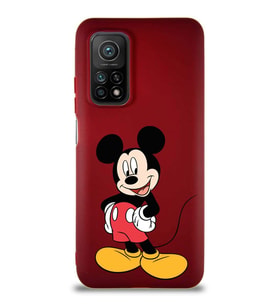 Xiaomi Mi 10T Soft Premier Kapak Mickey Mouse-E Tasarımlı Silikon Kılıf - Mürdüm (Şeffaf)