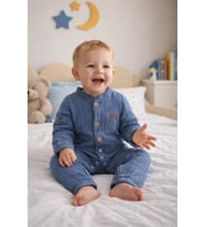 Kız Erkek Bebek Tulum %100 Pamuk Müslin Katlanabilir Kollu Çıtçıtlı 22401