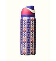 Owala 32 Oz (946 ml) Desenli FreeSip Kilitli Kapaklı Çift Katmanlı Çelik Termos (Lacivert-Kırmızı)