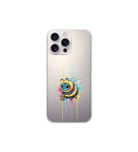 iPhone 16 Pro Max ile uyumlu Splash arı tasarımlı şeffaf silikon kılıf