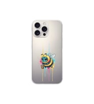 iPhone 16 Pro Max ile uyumlu Splash arı tasarımlı şeffaf silikon kılıf