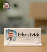 Kişiye Özel Doktor Temalı Karikatürlü Masaüstü Taş İsimlik
