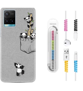 Vivo Y11S Y21S Y20 Y20S Y70 Kılıf Kablo Koruma Spiral Silikon Pandalar 1798