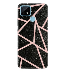 Realme C11 C21 C21Y C25Y C11 2021 Kılıf Desemli Silikon Pembe Şeritli Mermer 1312