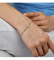 Goldium 14 Ayar Altın Sıralı Çiçekli Bileklik (Sarı)