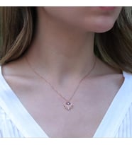 Zirkon Taşlı Göz Modeli Rose Gold Kaplama Gümüş Kolye