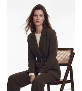 LCW Modest Kahverengi Beli Kemerli Kadın Blazer Ceket