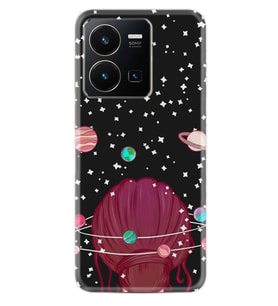 Vivo Y35 Kılıf Resimli Desenli Baskılı Silikon Space Woman 1311