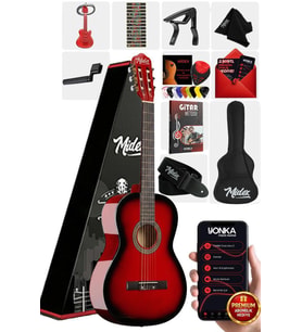 Midex CG-36RD Kaliteli 36 İnç 3/4 Juniur Çocuk Gitarı 8-12 Yaş Arası (Çanta Askı Capo Nota Sticker Pena Metod)