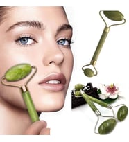 Yeşim Taşı 2li Jade Roller Yüz Masaj Aleti Roller Yeşim Taşı Gua Sha 2 Başlıklı Masaj Aleti