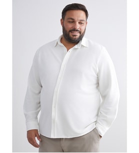 LCW Vision Beyaz Büyük Beden Slim Fit Uzun Kollu Erkek Gömlek