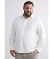 LCW Vision Beyaz Büyük Beden Slim Fit Uzun Kollu Erkek Gömlek