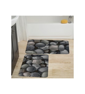 Rovigo Home Dijital Baskılı 2'li Banyo paspas Takımı RVG5028 (Gri)