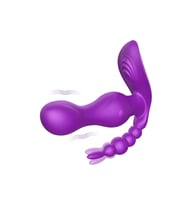 Kablosuz Kumandalı G-Spot Uyarıcı Külot İçi Giyilebilir 3 in 1 Vibratör - Mor