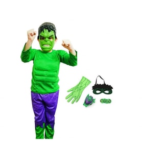 Hulk Çocuk Kostüm, Maske ve Taso Fırlatan Eldiven 3 lü set