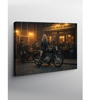 Kanvas Tablo Gece Motosiklet Sürücüsü