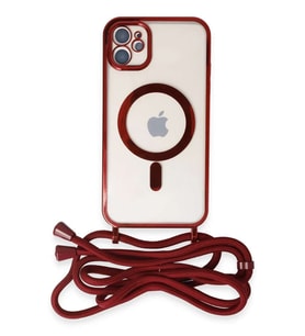iPhone 11 Kılıf Divo Lazer Askılı Magsafe Kapak - Kırmızı