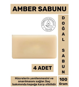 Doğal Güzel Kokulu Yenileyici Onarıcı Kepeğe Karşı Etkili Saç Güçlendirici Amber Sabunu 4 Adet