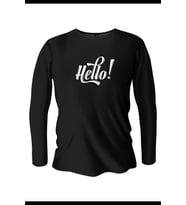Hello Baskılı Uzun Kollu Bisiklet Yaka Erkek Siyah T-Shirt