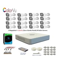 Hikvision 2mp 16 kameralı Dış ortam AHD HD-TVI ColorVu Gece Renkli Kamera Seti 4TB Disk
