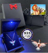 Işıklı Kutusunda 925 Ayar Gümüş Anka Kuşu Kolye - Kişiye Özel Fotoğraflı