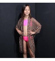PAREDORA Siyah Nostaljik Desenli Çocuk Kimono Pareo