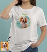 BK Gift Kişiye Özel Evcil Hayvan Tasarımlı Kadın Beyaz Tişört-1, Sevgiliye Hediye, Arkadaşa Hediye, Trend T-Shirt