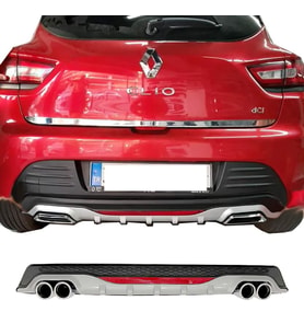 Renault Clio Mk4 Gri Difüzör Difizör Yuvarlak Egzoz Görünüm Reflektörlü