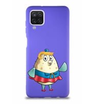Samsung Galaxy A12 Soft Premier Kapak Bayan Puff Tasarımlı Silikon Kılıf - Mor (Şeffaf)