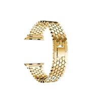 Apple Watch 44mm Uyumlu Kordon Metal Bal Peteği Şık Tasarım KRD-30 Kayış
