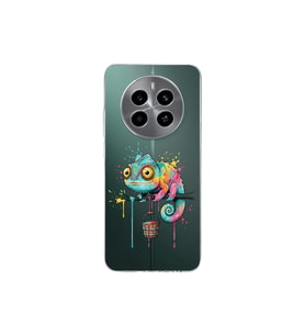 Realme 12 ile Uyumlu Splash Bukalemun Tasarımlı Şeffaf Silikon Kılıf