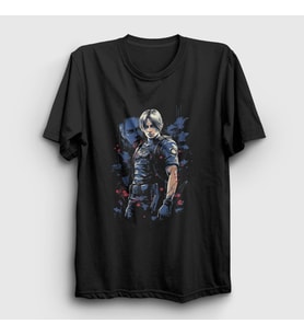 Presmono Unisex Siyah Leon Kennedy Resident Evil T-Shirt 435763tt