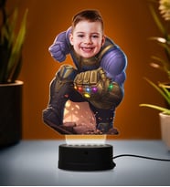 Doğum Günü Hediyesi,Sevgiliye Hediye, Kişiye Özel Fotoğraflı Thanos 2 Karikatür 3D Led Lamba (Beyaz)