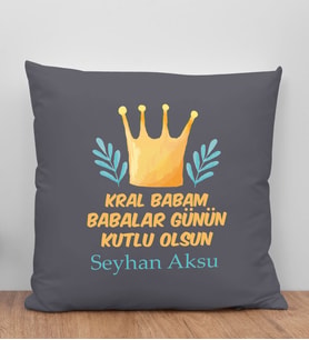 BK Gift Kişiye Özel İsimli Babalar Günü Tasarımlı Gri Kırlent Yastık-6, Babaya Hediye, Ev Dekorasyonu, Babalar Günü Hediyesi