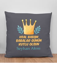 BK Gift Kişiye Özel İsimli Babalar Günü Tasarımlı Gri Kırlent Yastık-6, Babaya Hediye, Ev Dekorasyonu, Babalar Günü Hediyesi