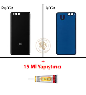 Xiaomi Mi Note 3 Siyah Arka Pil Kapağı Batarya Kapağı Lazer Kesim + B-7000 Yapıştırıcı