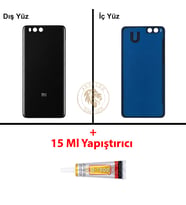 Xiaomi Mi Note 3 Siyah Arka Pil Kapağı Batarya Kapağı Lazer Kesim + B-7000 Yapıştırıcı