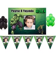 Hayaller Dükkanı Hulk Kişiye Özel Afiş ve Flama Doğum Günü Süsleme Seti HDTS181