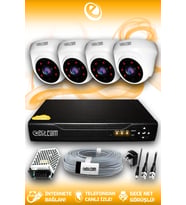 ELITCAM 4 Kameralı Dome 4 İç Kamera Set HDD'siz Full HD Gece Görüşlü Güvenlik Kamerası Sistemi