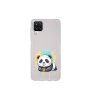 Samsung Galaxy A12 ile Uyumlu Splash Panda Tasarımlı Şeffaf Silikon Kılıf